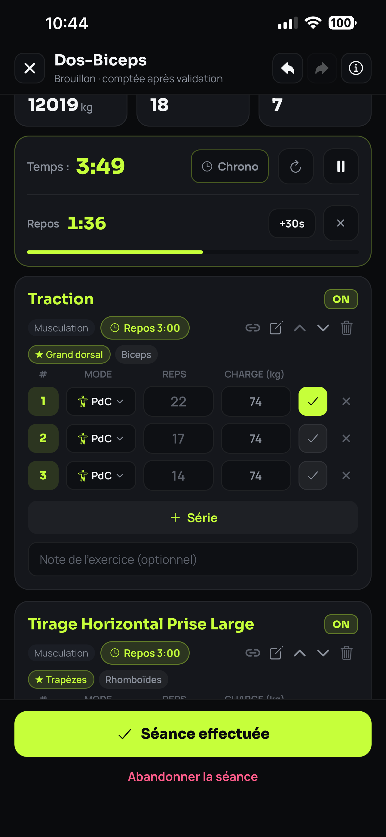 Live session in Arestis: exercises, sets, reps and weights to fill in